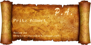 Pritz Albert névjegykártya